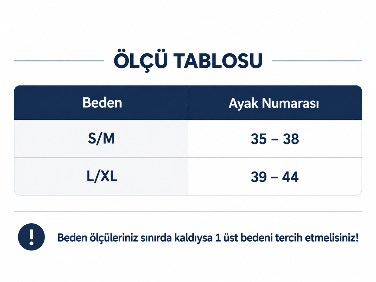 Halluks Valgus Başparmak Ateli beden ve ölçü tablosu